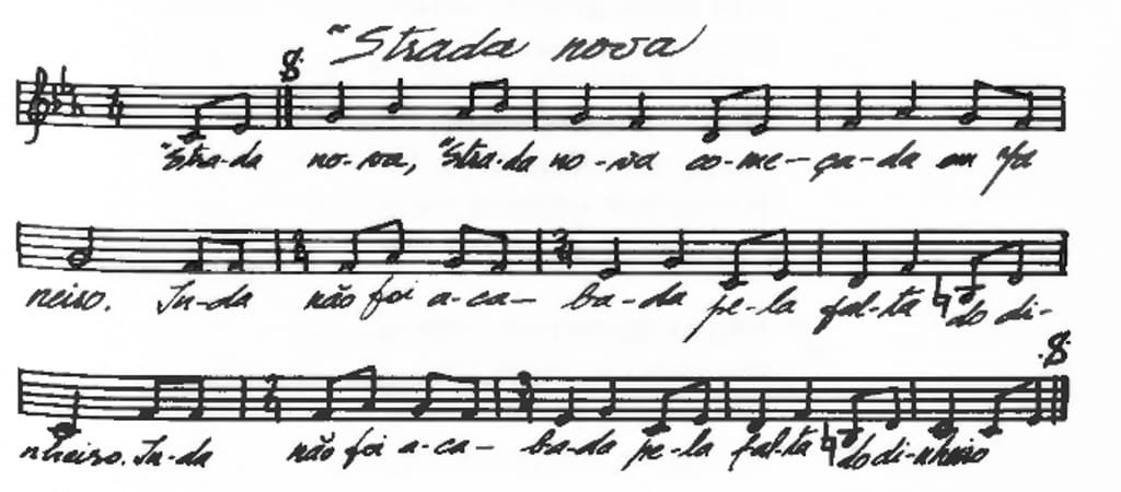 Partitura da música "'Strada nova"