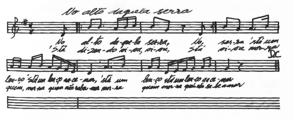 Partitura da música "No alto daquela serra"
