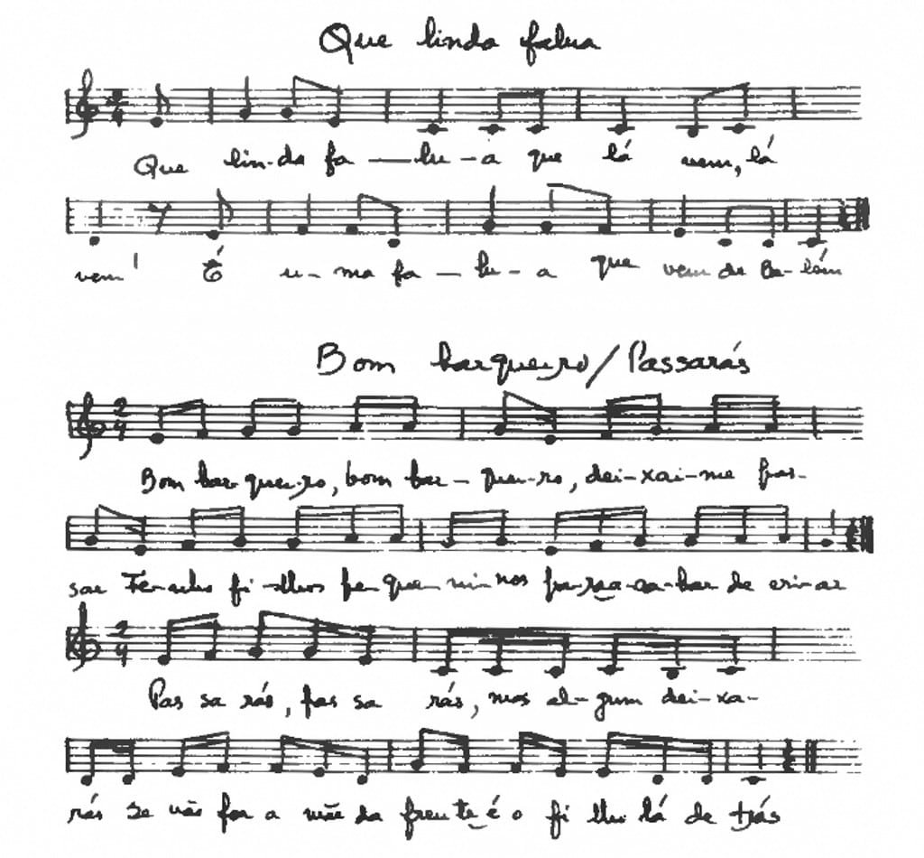 Partitura da música "Que linda falua"