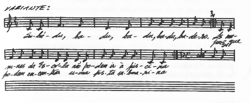 Partitura da música "Sabadu, badu, badu, badé" (variante)