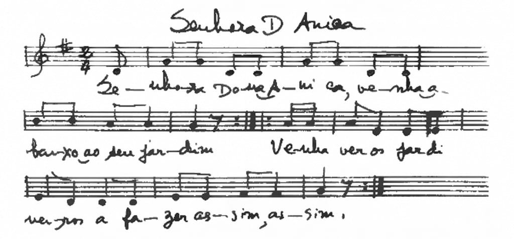 Partitura da música "Senhora D. Anica"